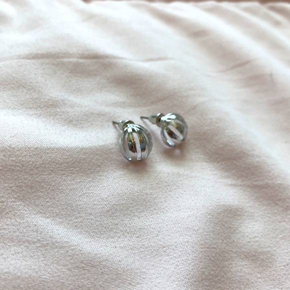 silver semi circle earrings - Picture 2 of 2